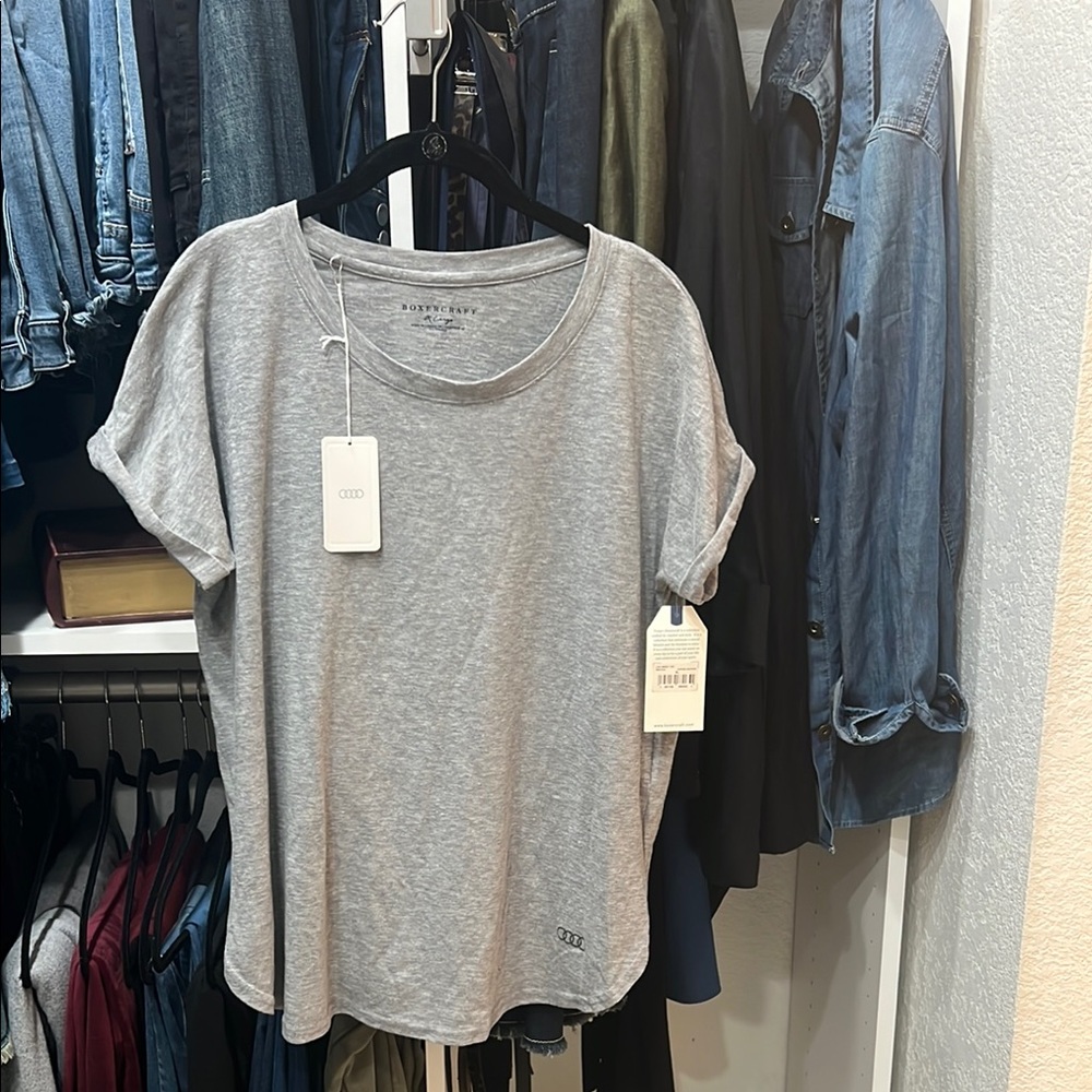 boxercraft Light Gray Rolled-Sleeve Crew Tee